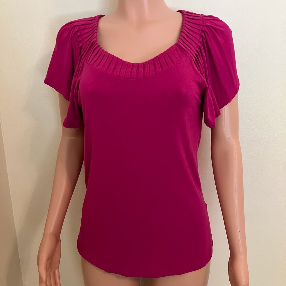 Apt 9 Soft Rayon Spandex Short Sleeve Blouse-Pink-Size Medium-Summer Fashion